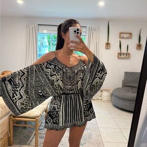 Camilla Black and White Embellished Top